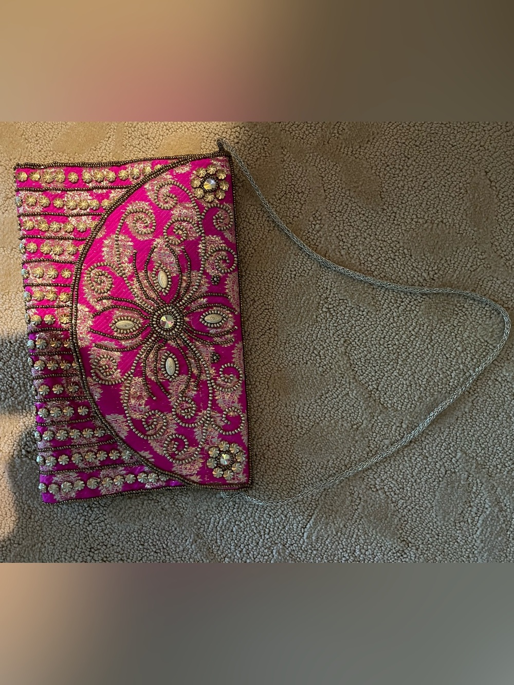 NWT Moroccan Fushia Beaded Clutch
